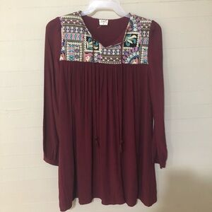 A.M.T Embroidered Bib Long Sleeved Dress SZ M